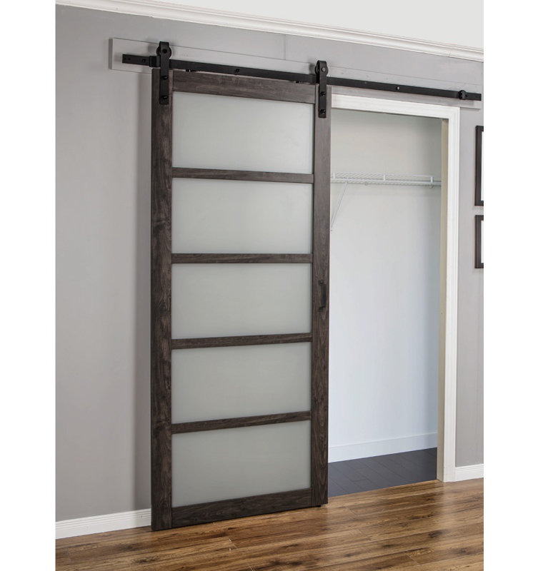 Erias Home Designs Manufactured Wood Paneled Barn Door with Hardware